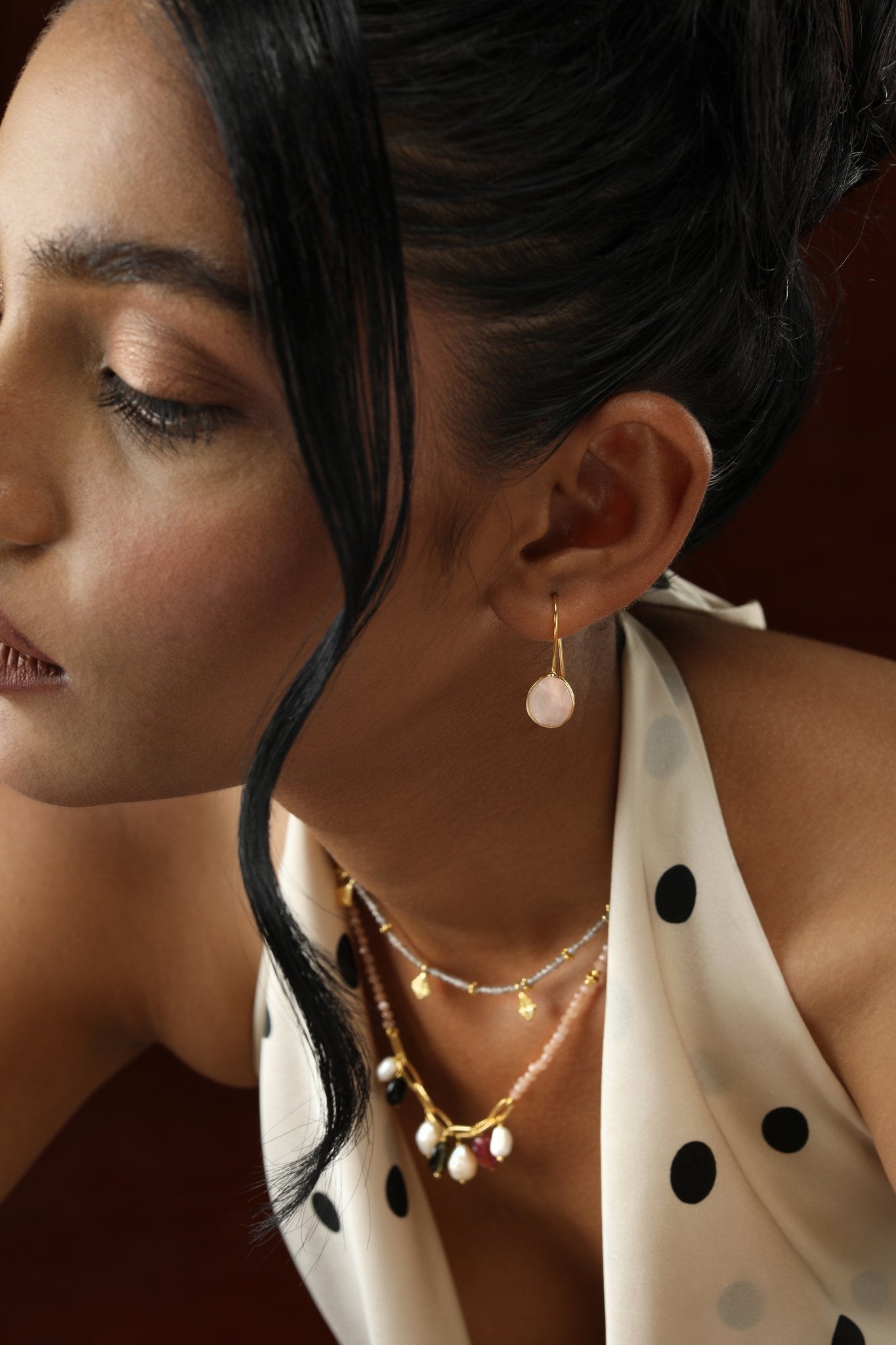 Awaari Iklil Earrings (Rose Quartz)